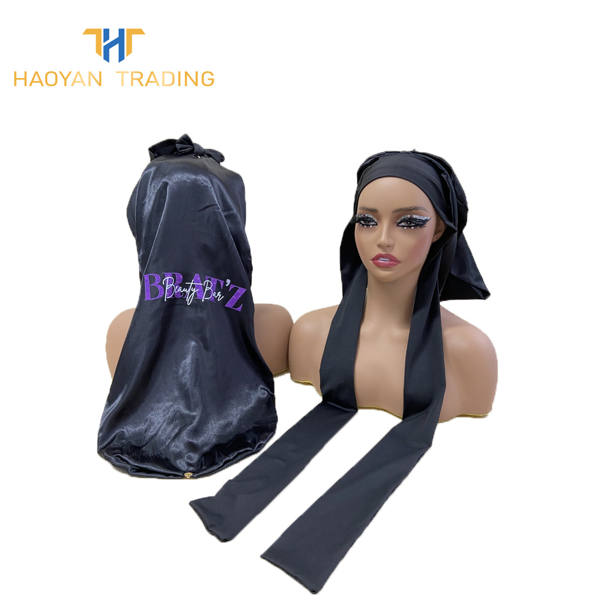 Long Satin Bonnet With Tie