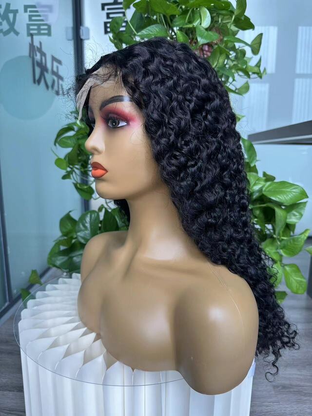 Virgin Hair 4x4 Closure Transparent lace Wig 180% - Water Wave #1B