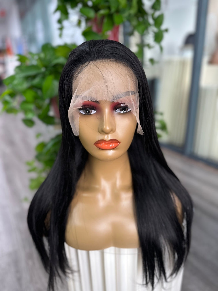 Virgin Hair 13*4 frontal Straight #1B Transparent Lace Wig