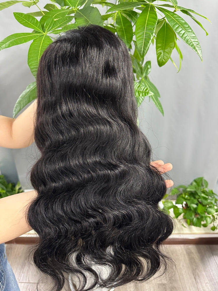 Virgin Hair 13*4 frontal Body Wave #1B Transparent Lace 180%