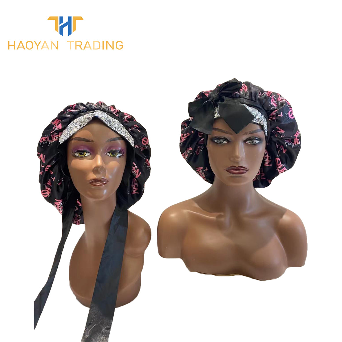 Full Logo Circle Bonnet With Tie And Diamond