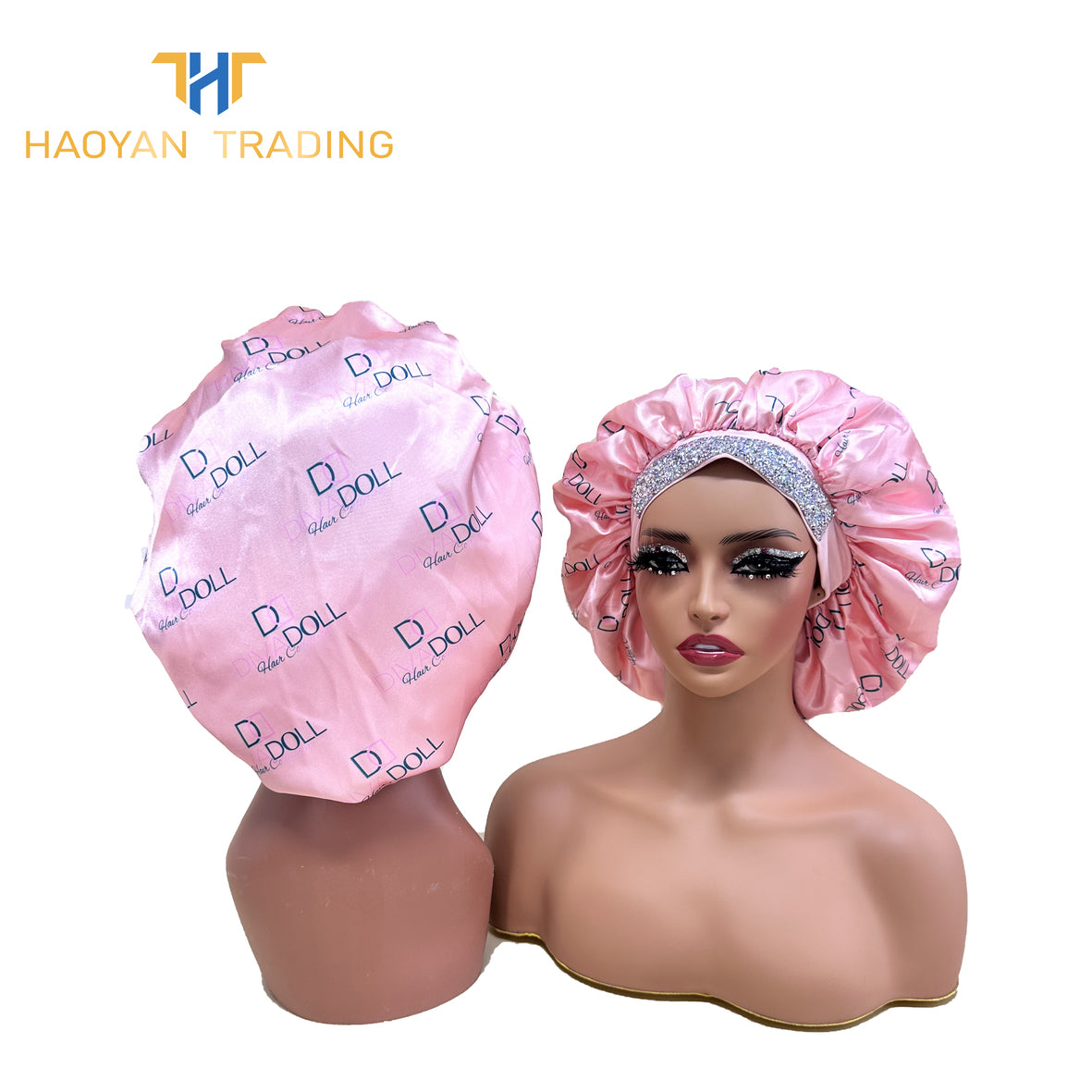 Full logo circle bonnet with diamonds