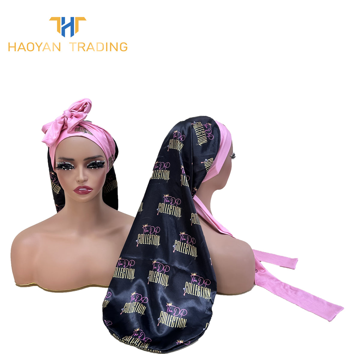 Full Logo Long Bonnet With Elastic Tie