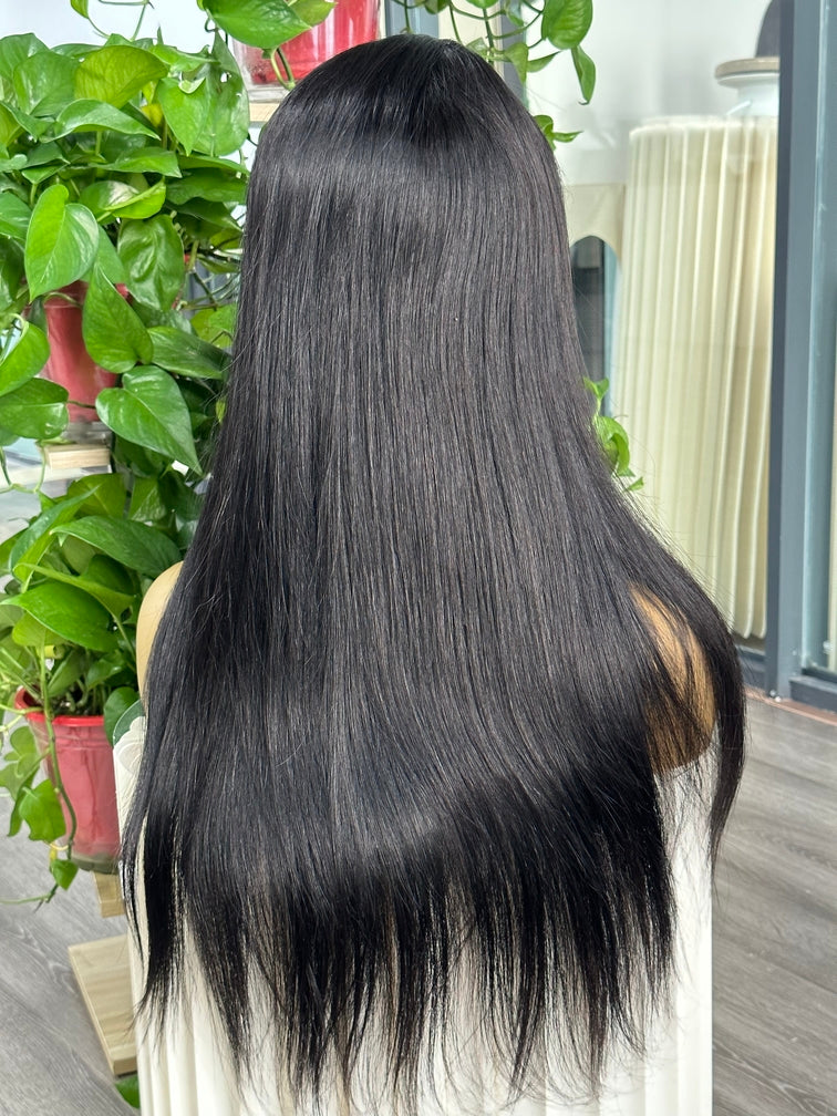 Virgin Hair 13*4 frontal Straight #1B Transparent Lace Wig