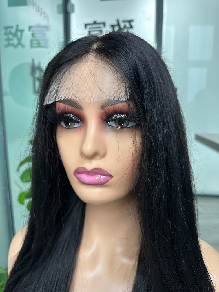 Virgin Hair 4x4 Closure Transparent lace Wig 180% - Curly #1B