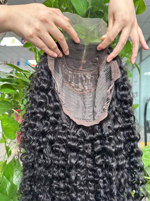 Virgin Hair 4x4 Closure Transparent lace Wig 180% - Water Wave #1B