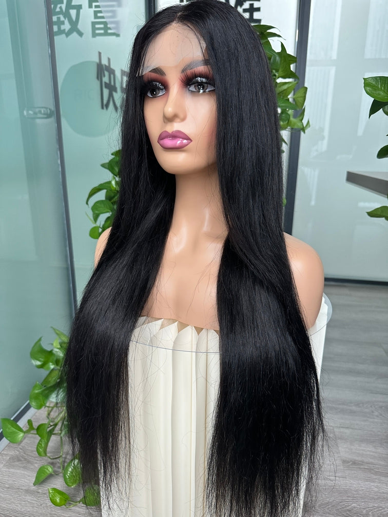Virgin Hair 4x4 Closure Transparent lace Wig 180% - Curly #1B