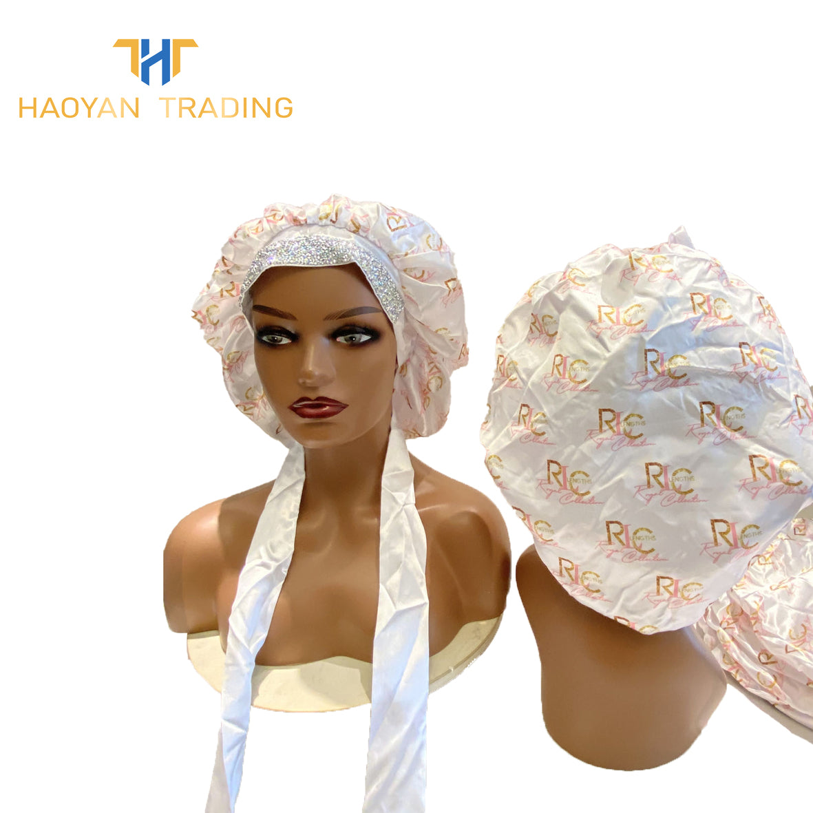 Full Logo Circle Bonnet With Tie And Diamond
