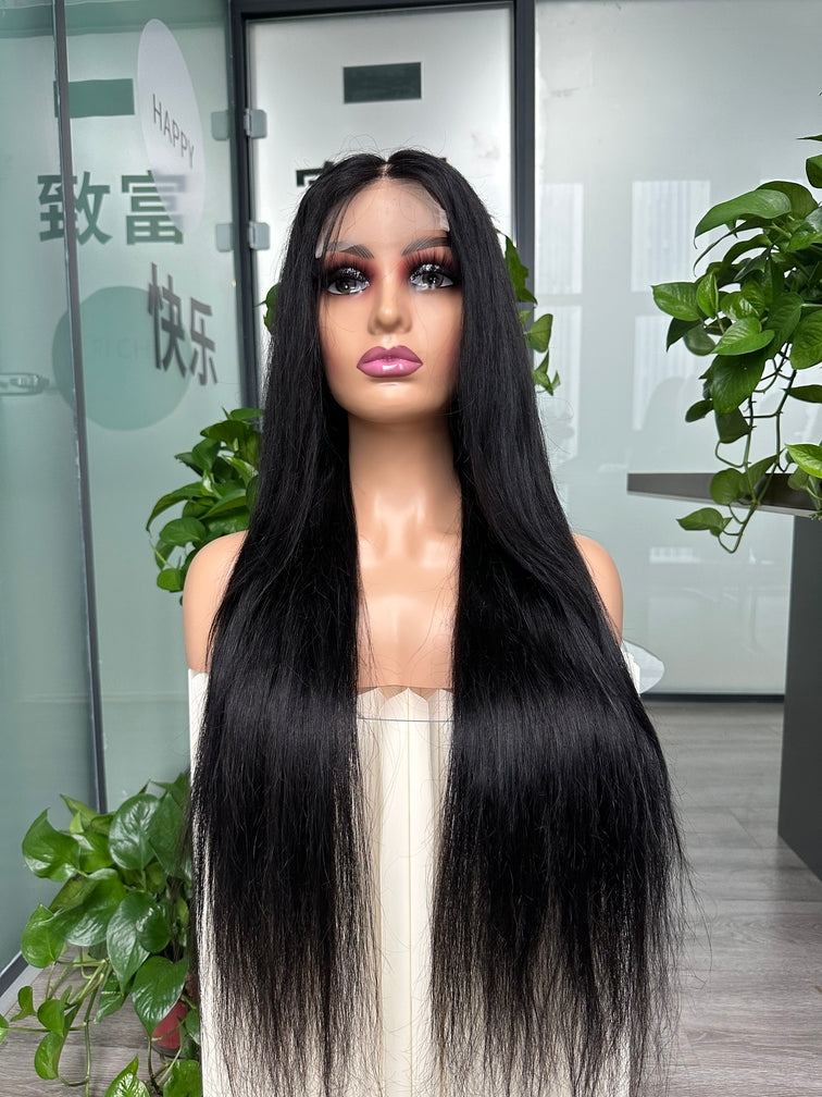 Virgin Hair 4x4 Closure Transparent lace Wig 180% - Curly #1B