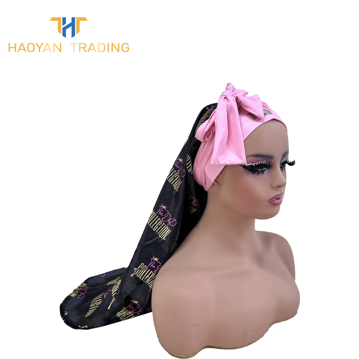 Full Logo Long Bonnet With Elastic Tie
