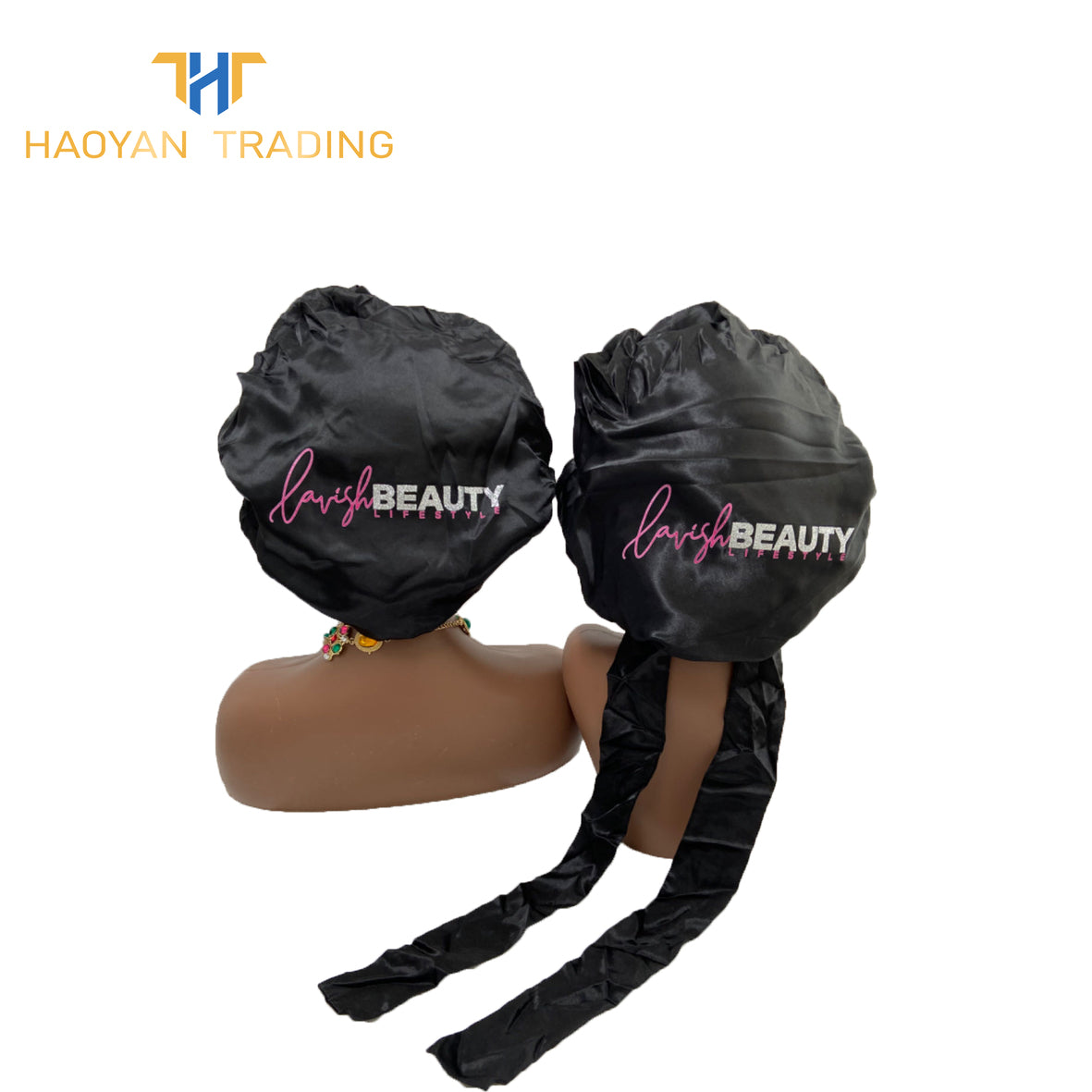 Satin Circle Bonnet With Tie And Diamond