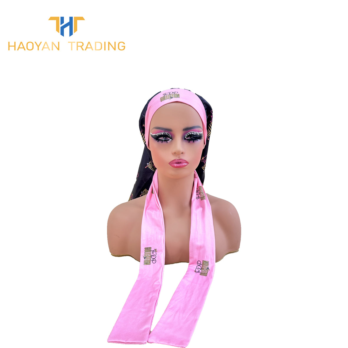 Full Logo Long Bonnet With Elastic Tie