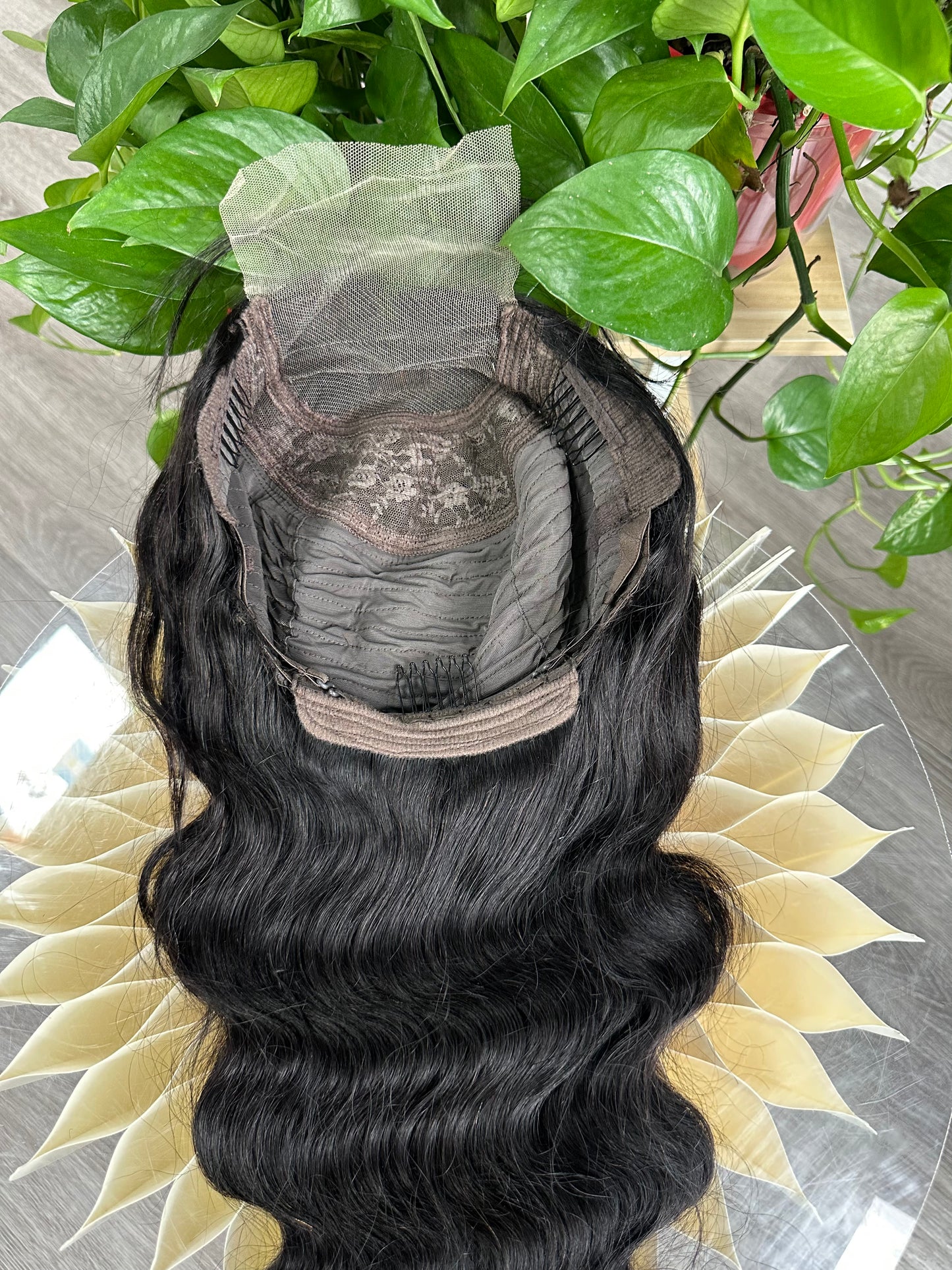 Virgin Hair 4x4 Closure Transparent lace Wig 180% - Body Wave #1B