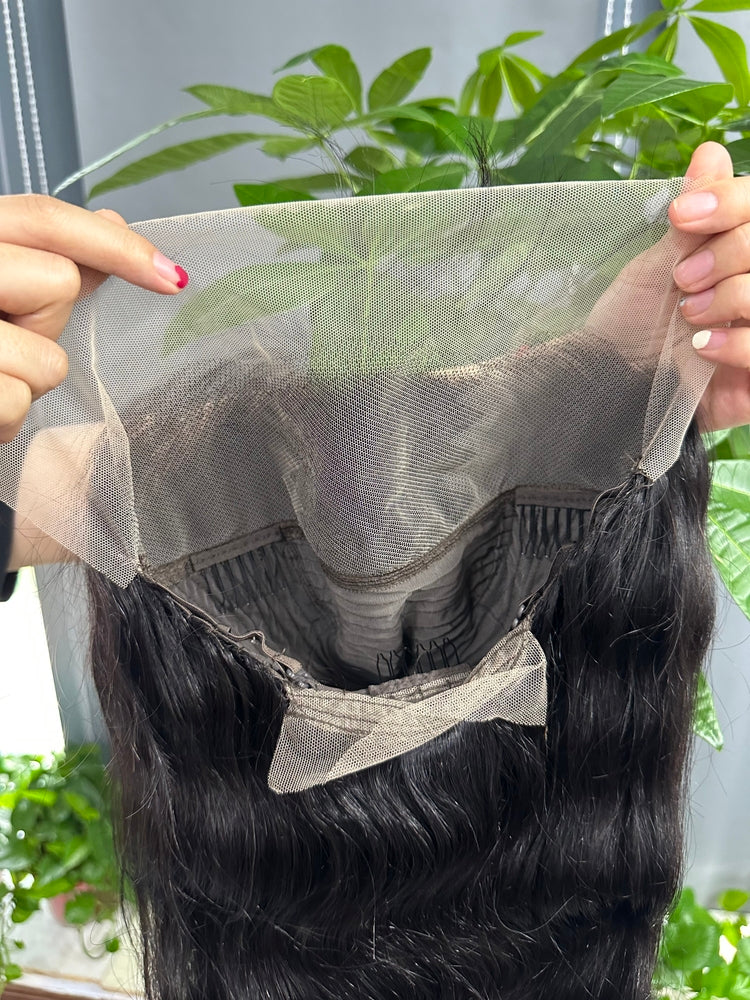 Virgin Hair 13*4 full frontal Deep Wave #1B Transparent Lace