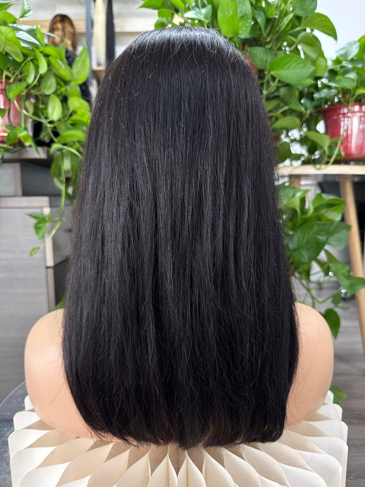 Virgin Hair Transparent Lace Bob Wig Stragiht 180% - #Natural Color
