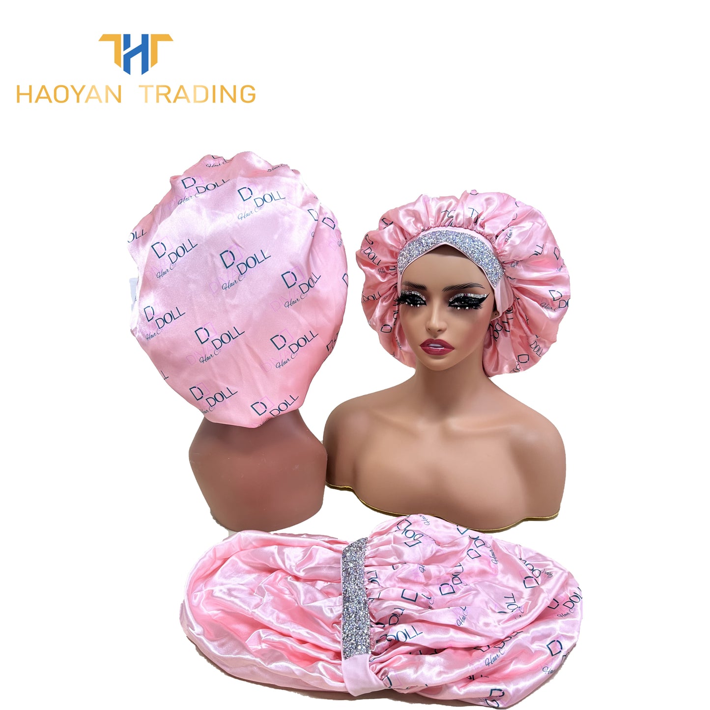 Full logo circle bonnet with diamonds