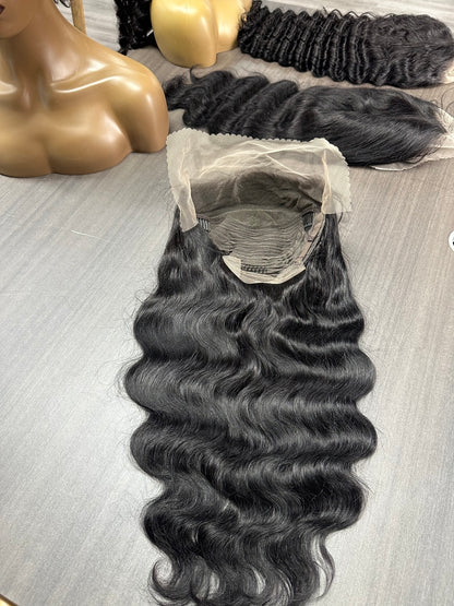 Virgin Hair 13*4  frontal Body Wave #1B Transparent Lace 180%