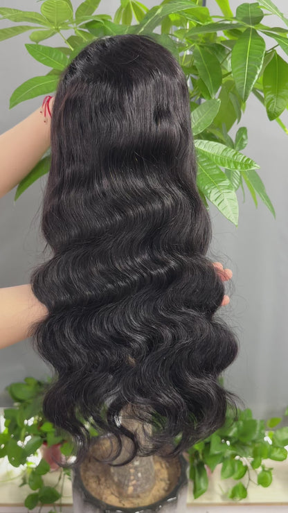 Virgin Hair 13*4  frontal Body Wave #1B Transparent Lace 180%